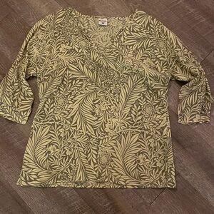Columbia Olive Leaf‎ Print Women's Blouse Size Large